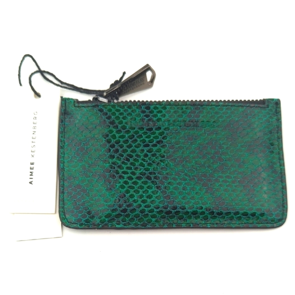 Aimee Kestenberg Melbourne Emerald Snake Card & Coin Wallet Genuine Leather